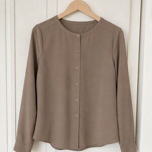 Taupe Tie Neck Blouse